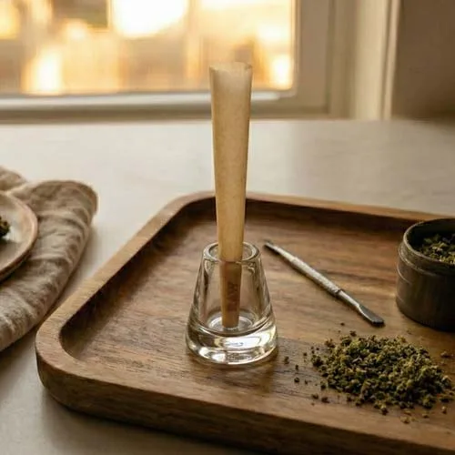 Empty Cone Standing Upright in a Glass Holder Ready for Packing Empty Cone Standing Upright in a Glass Holder Ready for Packing